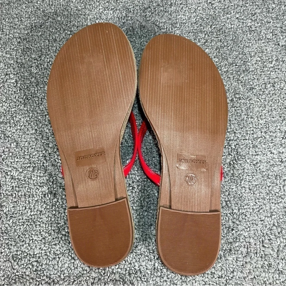 Joe Boxer Sandals Flip Flops Red Womens Size 7/8 New